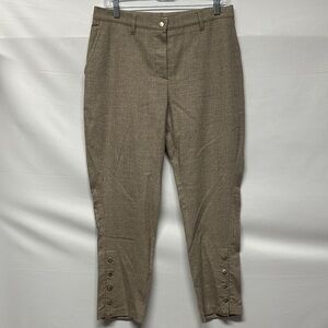 Gunex Herringbone Wool & Cashmere Blend Tapered Ankle Pants with Button Detail